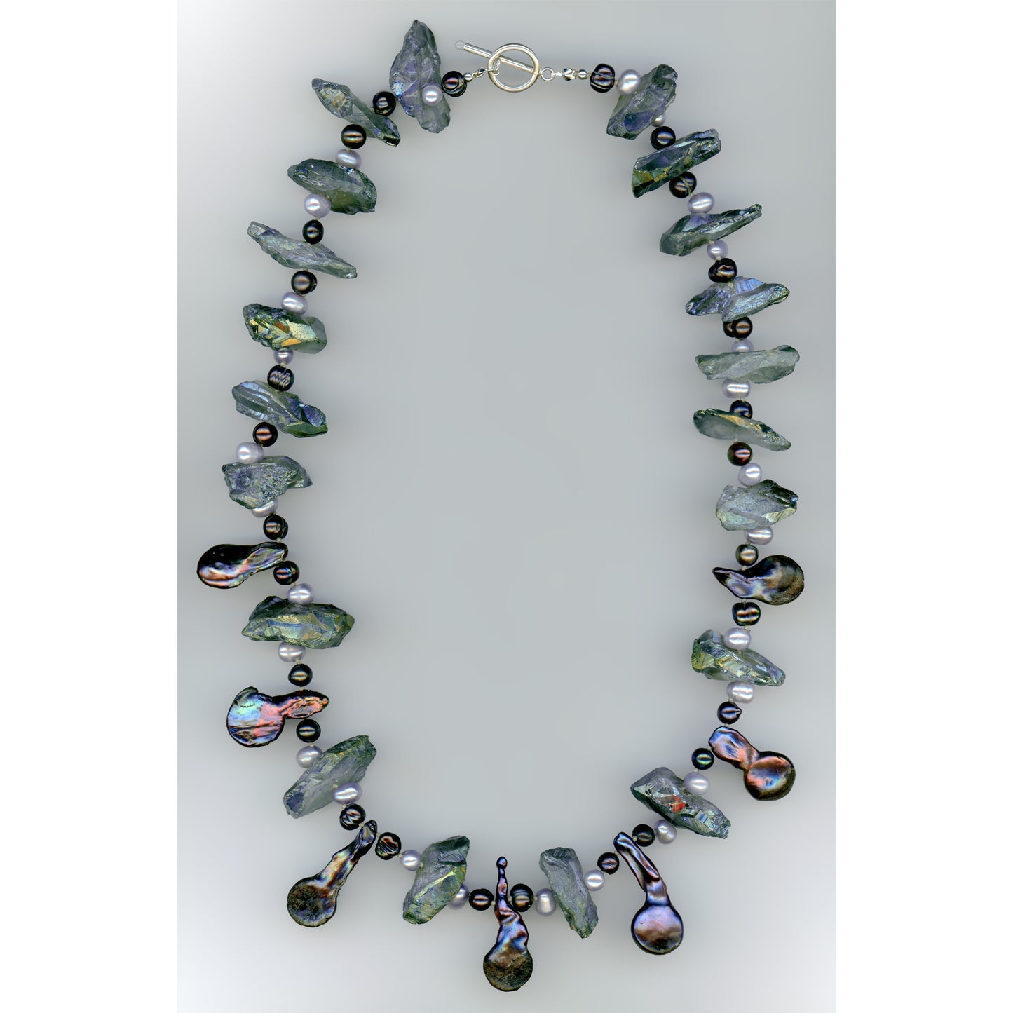 High Priestess — Druzy Quartz and Pearl Necklace