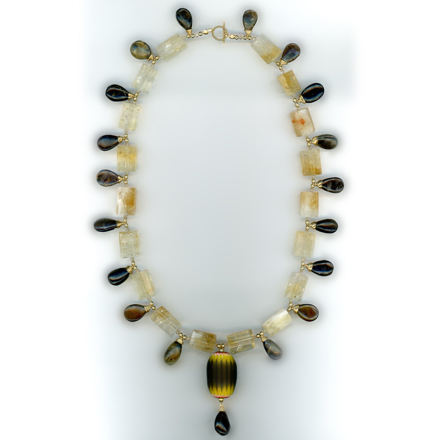 Hathor — Citrine, Iolite and Chevron Necklace