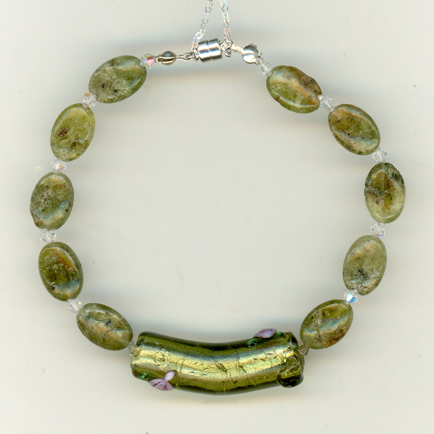 Green Garnet and India Glass Bracelet