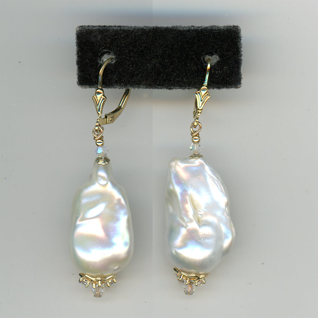 White Flameball Pearl Earrings