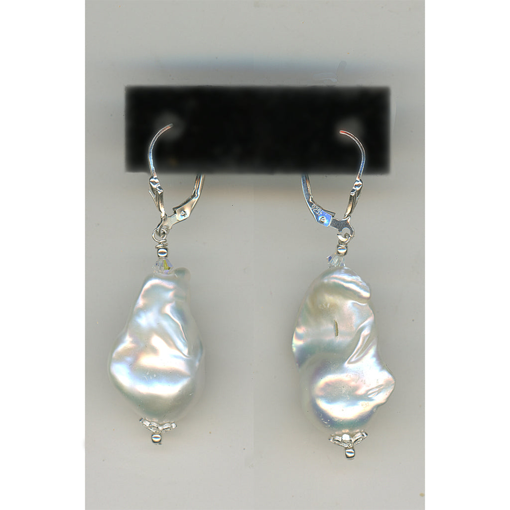 White Flameball Pearl Earrings