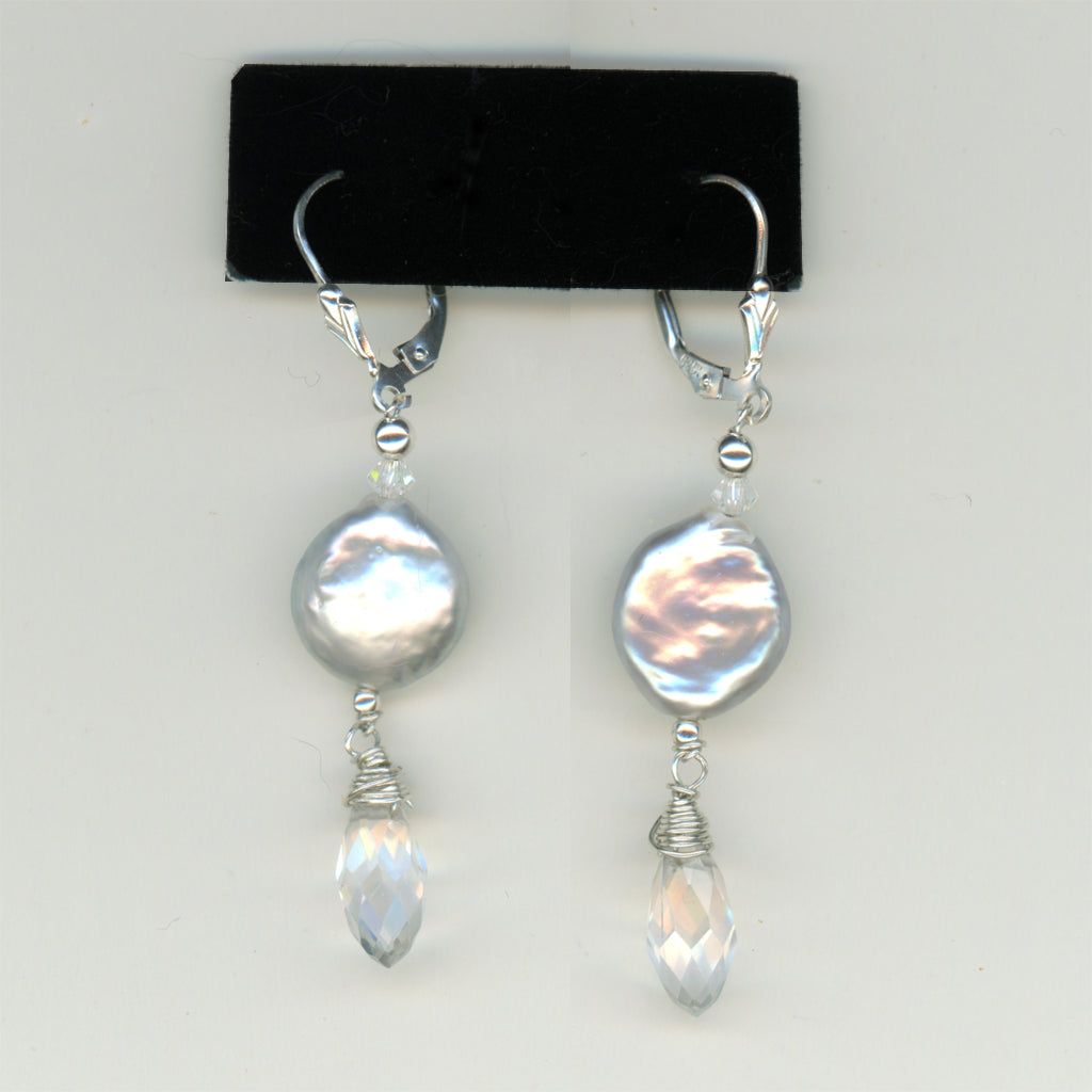 Coin Pearl and Crystal Earrings