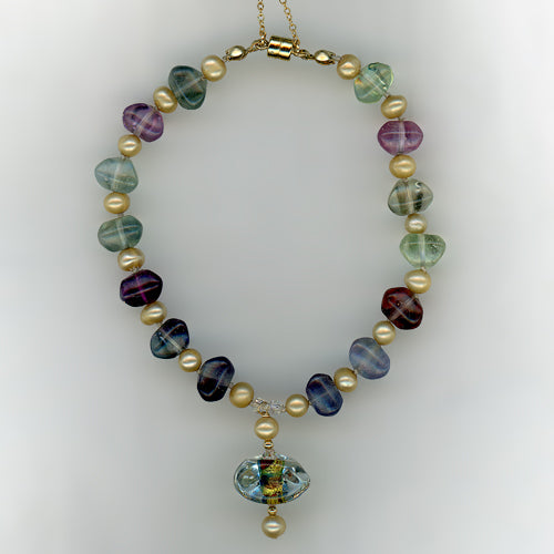 Fluorite and Pearl Bracelet