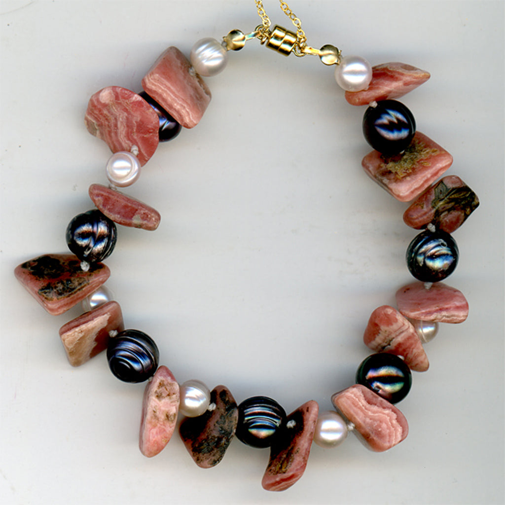 Rhodocrosite and Pearl Bracelet