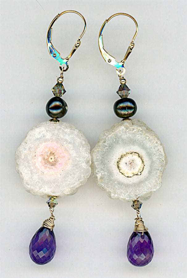 Aurora Amethyst Solar Quartz & Pearl Set