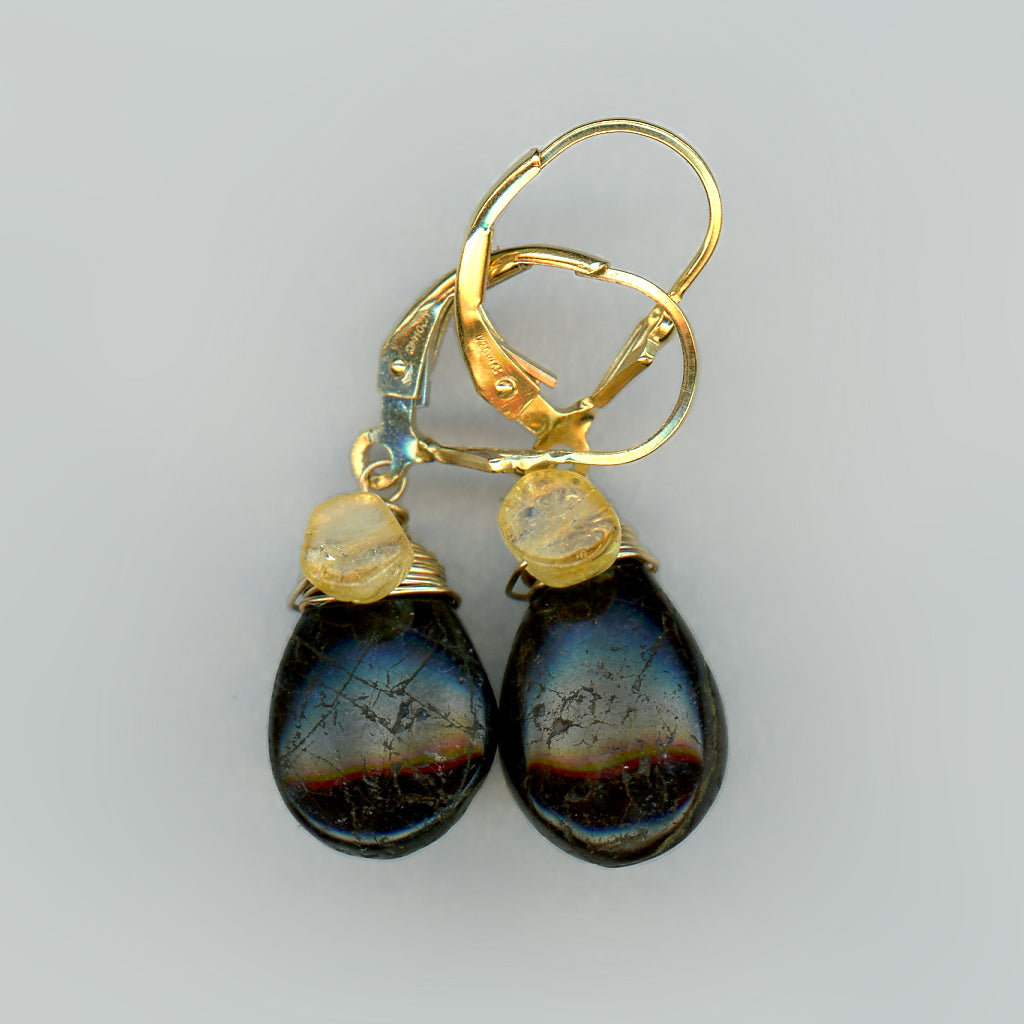 Iolite and Pearl Necklace and Earrings