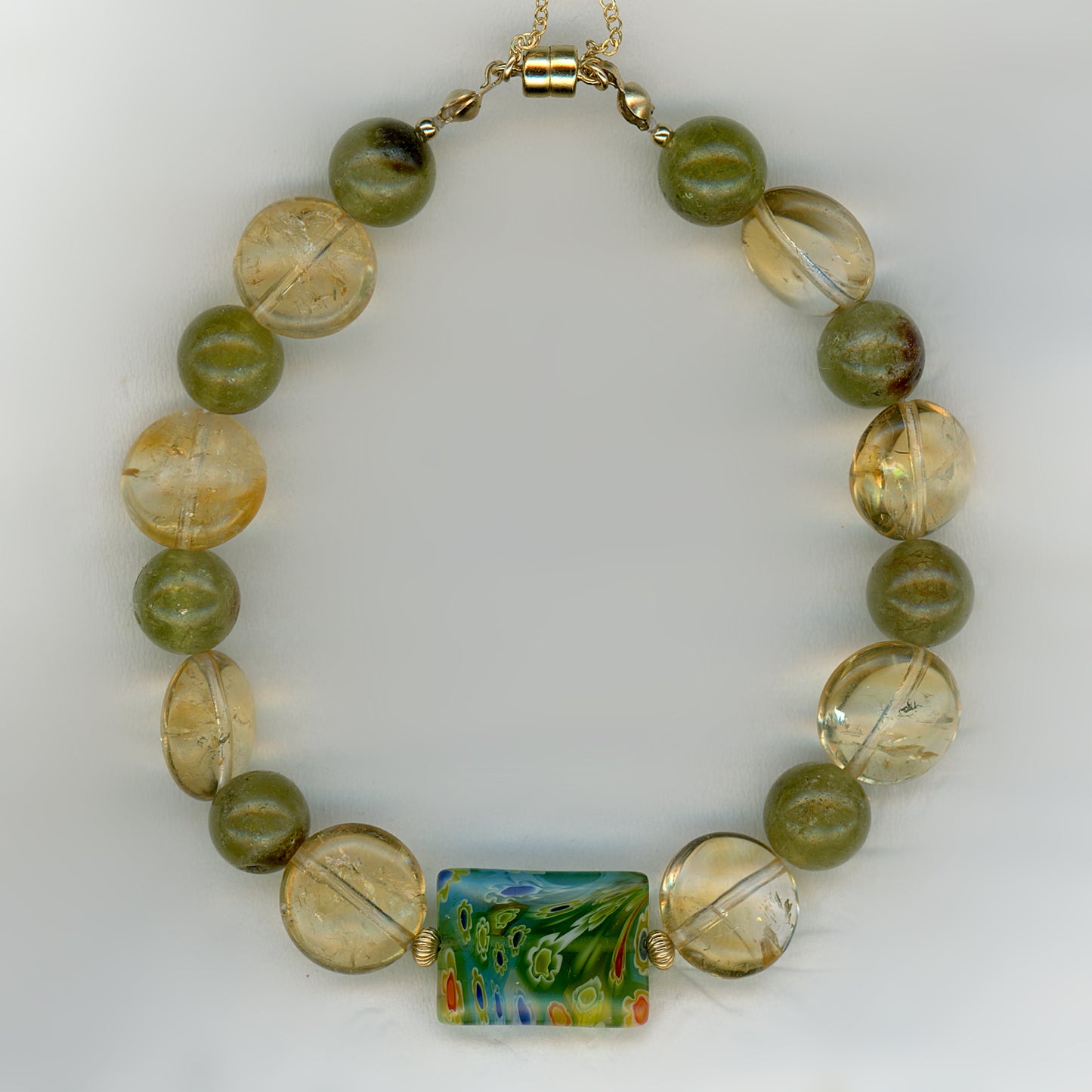 Millifiori with Green Garnet & Citrine