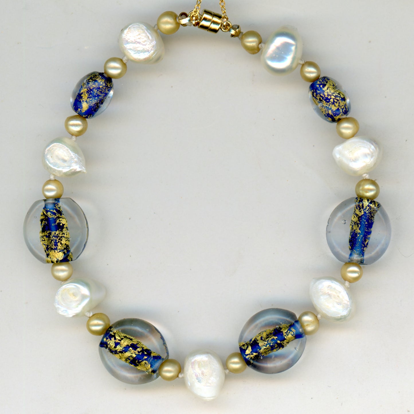 India Glass and Pearl Bracelet