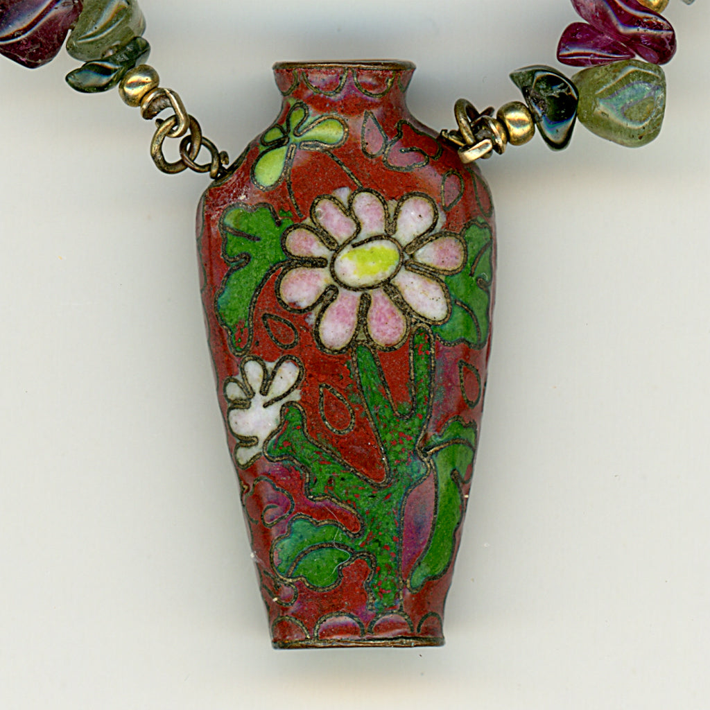 Antique Snuff Bottle & Tourmaline Necklace