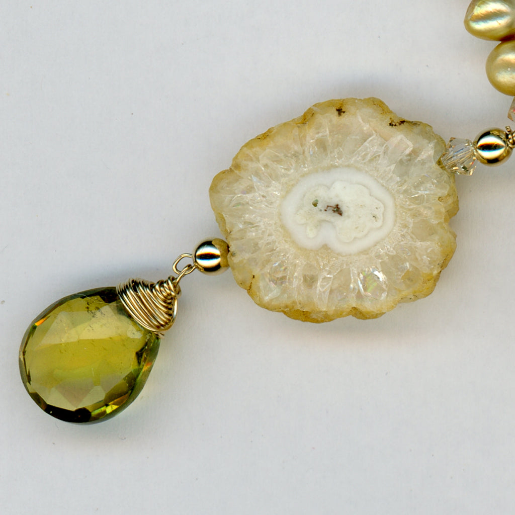 Sun Goddess — Solar Quartz and Pearl Necklace