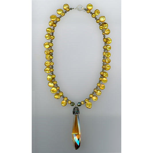Queen — Pearl and Pyrite Necklace
