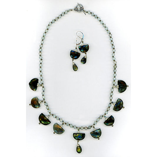 Labradorite & Aquamarine Necklace Set