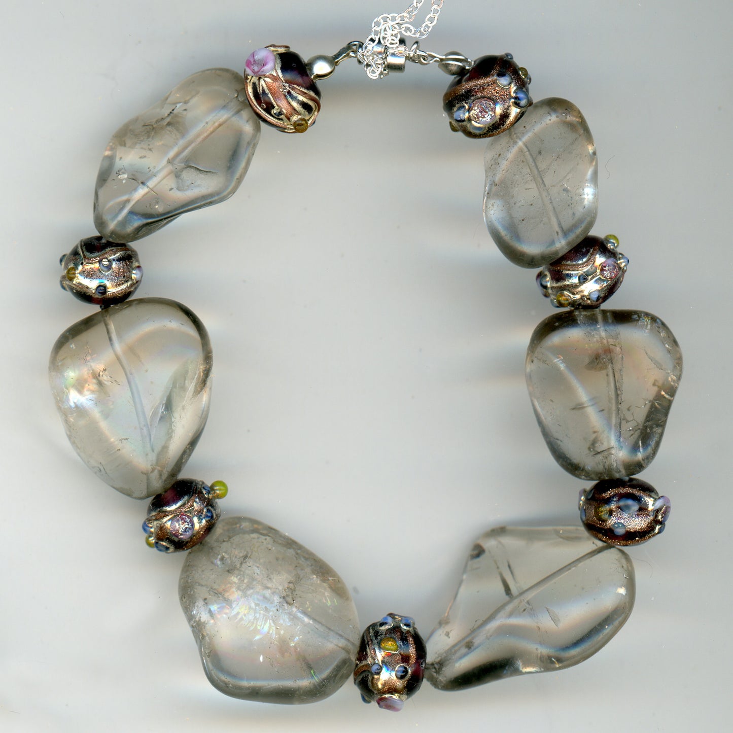 Smoky Quartz and Rose Bead Bracelet