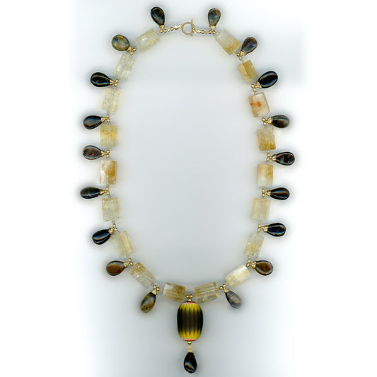 Hathor — Citrine, Iolite and Chevron Necklace