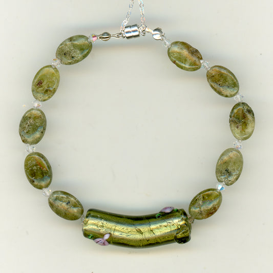 Green Garnet and India Glass Bracelet
