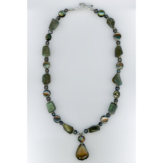 Frigga — Labradorite, Lemon Quartz and Lampwork Necklace
