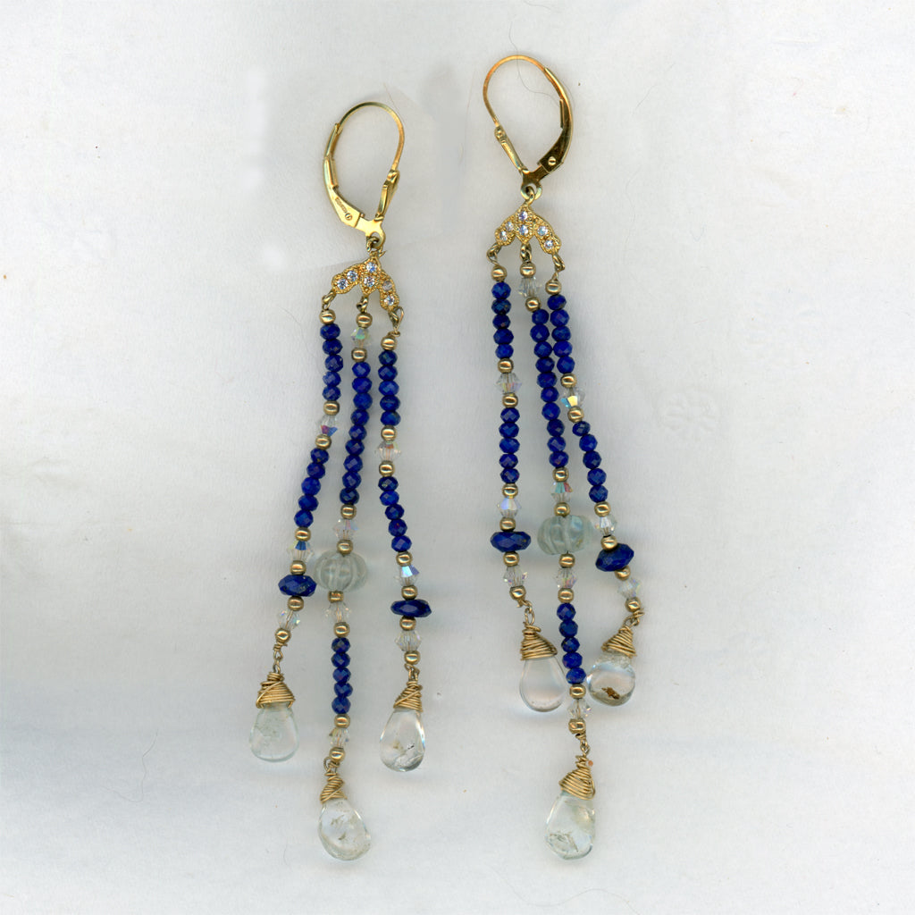Lapis Lazuli and Aquamarine Earrings