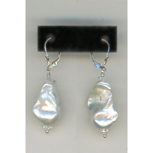 White Flameball Pearl Earrings