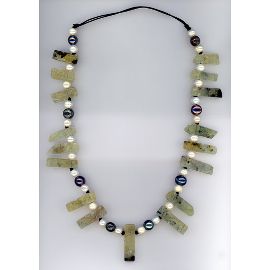 Summer — Prehnite and Pearl Necklace