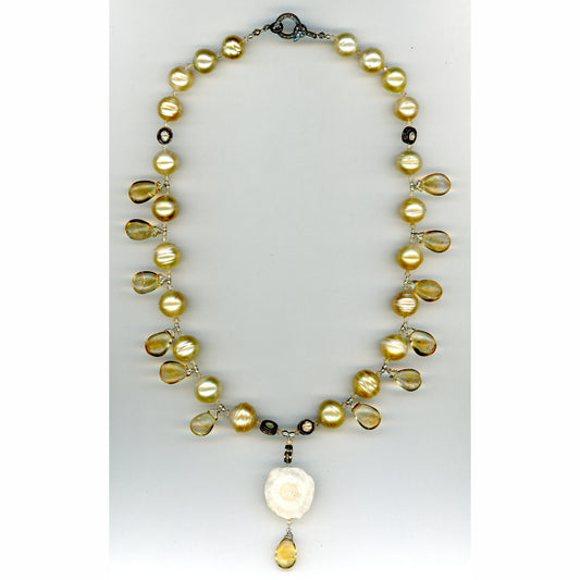 Soleil — Solar Quartz, Pearl and Citrine Necklace