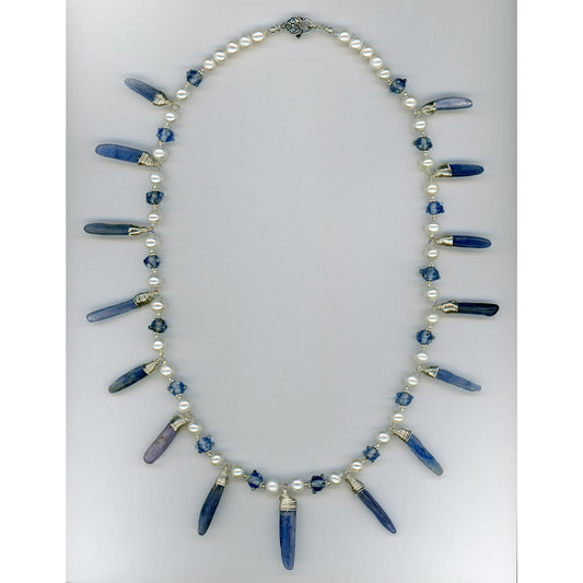 Loa — Kyanite and Pearl Necklace