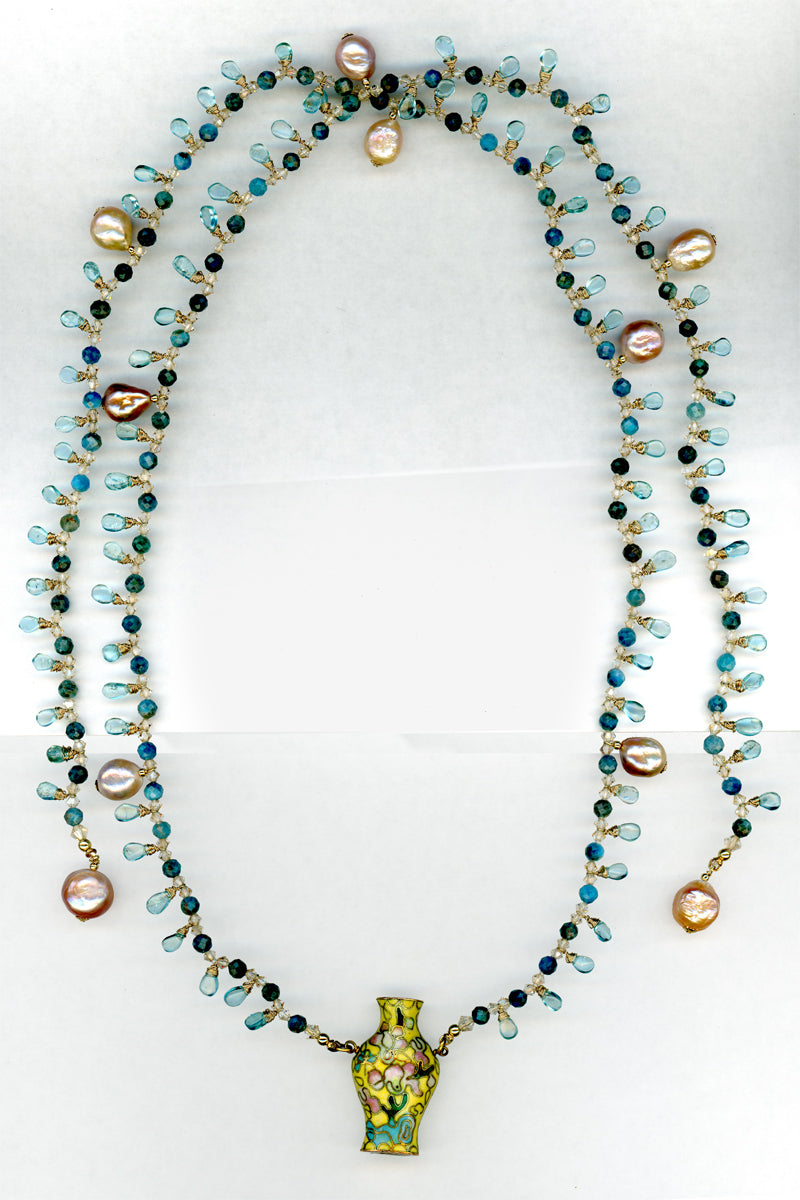 Apatite Pearl & Snuff Bottle Bib Necklace