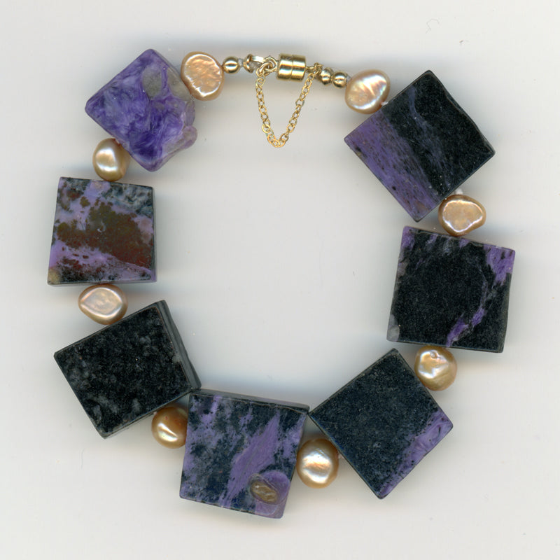 Charoite and Pearl Bracelet