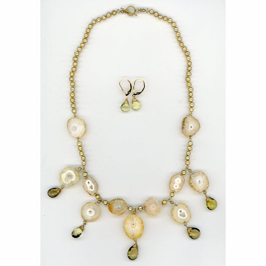 Sun Goddess — Solar Quartz and Pearl Necklace