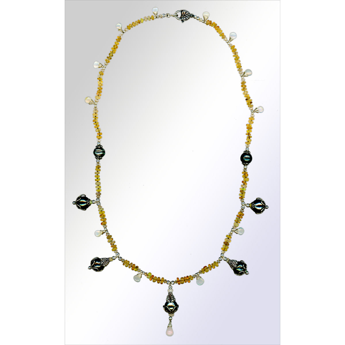 Black and Gold — Pearl and Opal Necklace