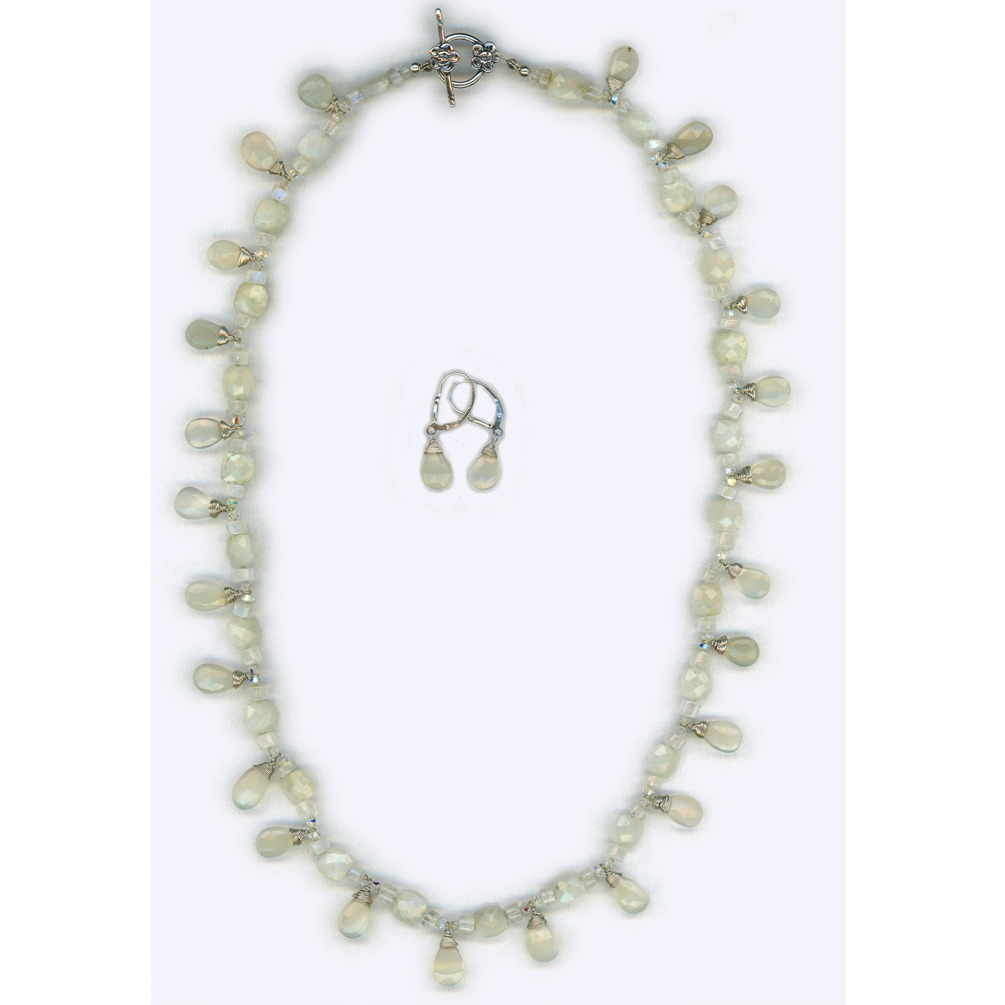 Rainbow Moonstone Necklace and Earring Set
